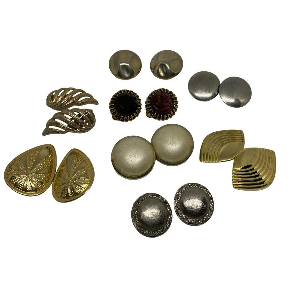 Vintage Lot of 1980's Gold tone Earrings, 8 pairs